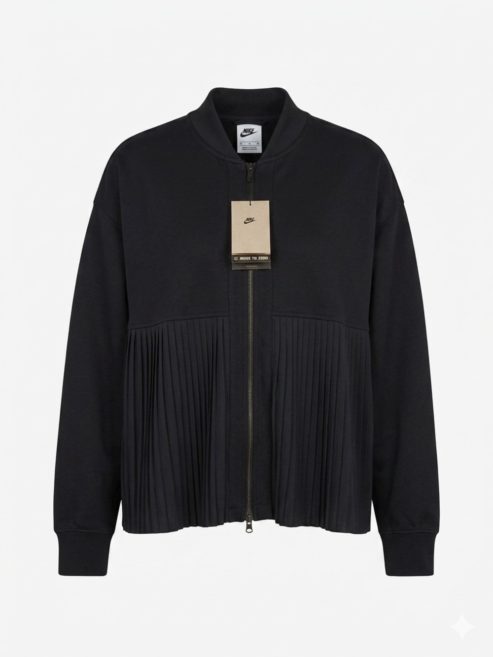 Nike Black Women's Pleated Zip Bomber Jacket Size L